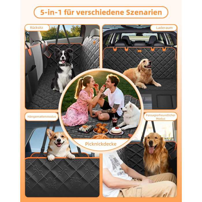 Накладка на сидіння автомобіля для собак, 100% водонепроникна, захист від подряпин, універсальна, з боковими захистами та віконцем для собаки