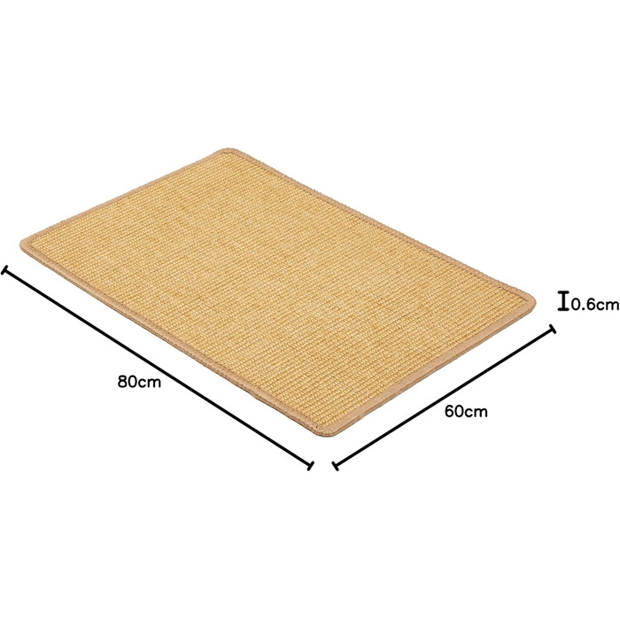 Килимок для котів з сизалю 60x80 см - міцний, натуральний, бежевий