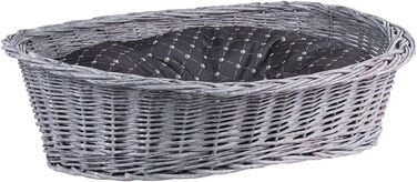 Корзина для собак та котів з плетеної лози, 80x60x26 см (Сірий/Чорний)