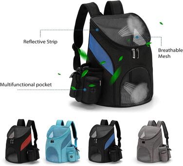 Рюкзак для тварин Lucasng з дихаючої сітки, з блискавкою зверху, для собак та котів, подвійна плечова сумка, легкий, регульований, переноска для котів та собак (Чорний/Червоний, S)