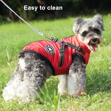 Теплий зимовий одяг для собак Aywoja, водонепроникний, з шлейкою, для маленьких собак, червоний