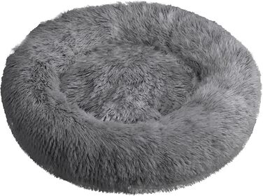 М'яке ліжко для собак знімний чохол 65 см - Ручна робота, пухнасте ліжко для собак, подушка для собак пухнаста, ліжко для котів, машинне прання - Кругле ліжко для котів сірого кольору 65 см сірого кольору