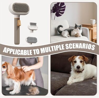 Щітка для догляду за собаками, гребінець з 3 насадками, щітка для котів, для короткої та довгої шерсті, для дому, квартири, офісу