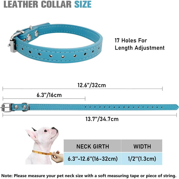 Нашийники для цуценят Periflowin, 14 шт. - м'які шкіряні нашийники для собак та котів, регульовані, для маленьких порід