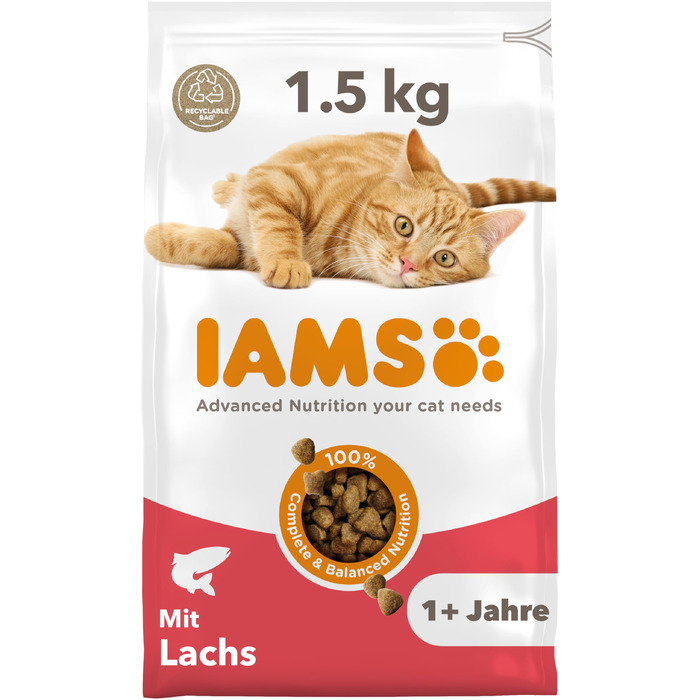 Сухий корм для котів IAMS з лососем для дорослих від 1 до 6 років, 10 кг