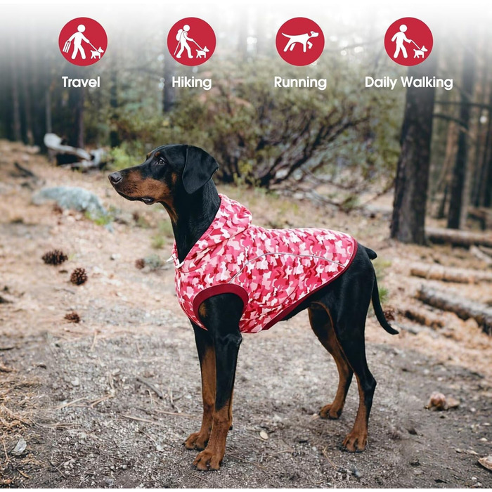 Світшот для собак IECOii, теплий зимовий пуховик з отвором для повідка та світловідбиваючими смугами, худі для собак, теплий пуловер для собак, одяг для собак, флісовий пуловер (M-4XL) 3XL, рожевий