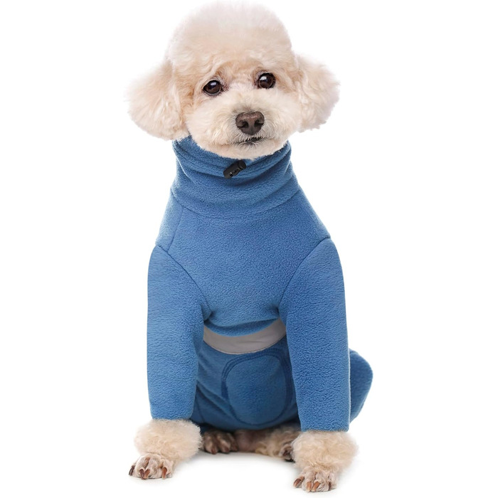 Теплий флісовий одяг для собак, зимовий, з довгим рукавом, для чотирилапих, регульований, для собак маленьких та середніх розмірів, розмір XL (блакитний)