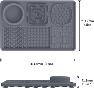 Килимок для собак та цуценят Leckmatten з присосками для повільного годування, купання та тренувань, зменшення тривоги, сірий