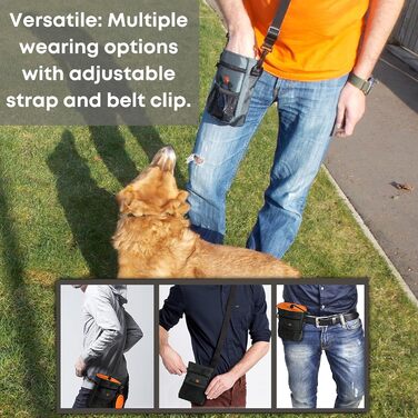 Сумка для ласощів Sweetie для прогулянок та тренувань: з тримачем для пакетів, складною мискою та безкоштовним клікером – ідеальний набір для цуценят. Замкнення на шнурку