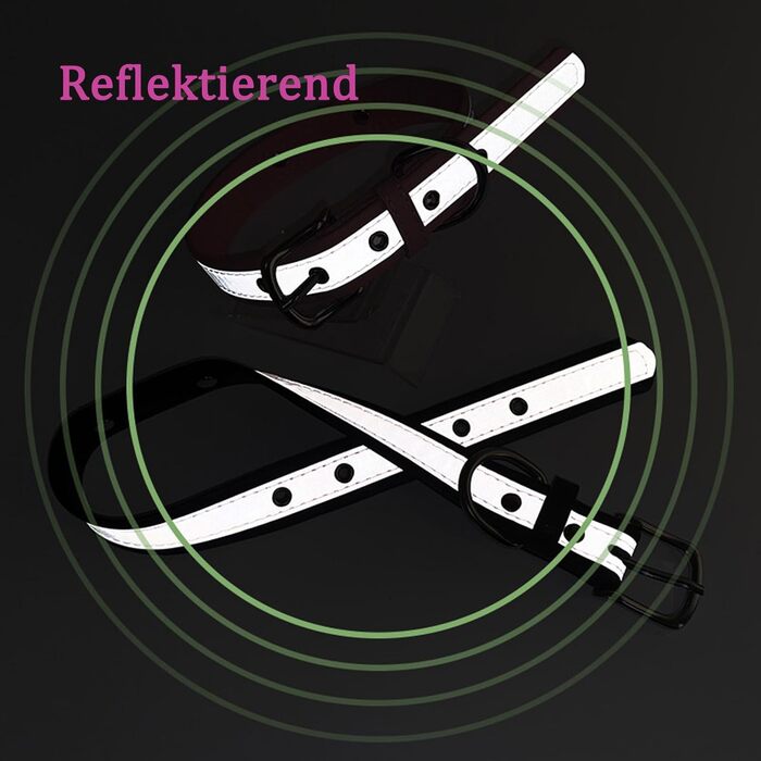 Yonsbox Персоналізоване світловідбиваче відбиваче для собак та котів – Легке, міцне мікрофіброве ошийник з гравіюванням, тихим ID-значком та світловідбиваючою строчкою безпеки – 6 розмірів (XS–XXL) Фіолетовий M: 29-38 см (підходить для 6-10 кг)