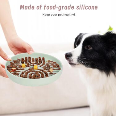 Набір мисок для собак Slow Feeder та килимок для годування, силікон. Ідеально для собак малих та середніх порід, з присосками, нековзний, легко миється, підняті краї, шавлія.
