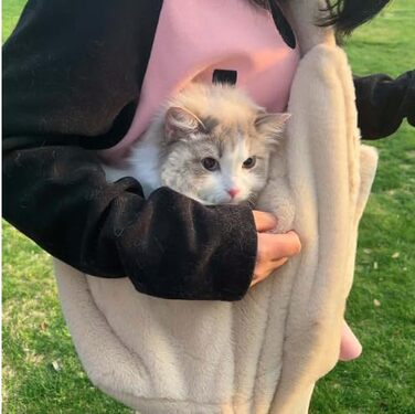 SIQITECH Сумка-переноска для собак та котів, плюшева, тепла, зимова, зручна, дихаюча, портативна, для цуценят та кошенят, бежева