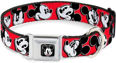 Нашийник для собак Buckle-Down з пряжкою-ременем безпеки, Mickey Mouse, червоний/чорний/білий, ширина 3,8 см, для шиї 45,7–81,3 см, розмір L