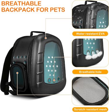 Рюкзак-переноска для котів та цуценят ALLSOPETS Bubble - чорний