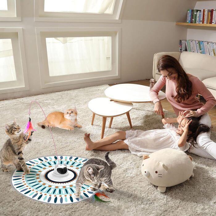 Інтерактивна іграшка для котів Comius Sharp: 3-в-1, хованки з пір'ям, автоматична, USB-зарядка, розвиваюча, знімні пір'я, для котів