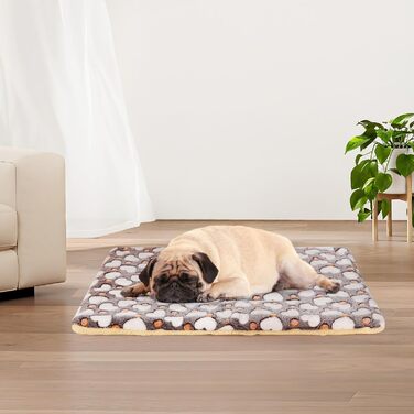 М'який лежак для собак та котів середнього розміру, 80x60 см, сірий, з сердечками, прання дозволено