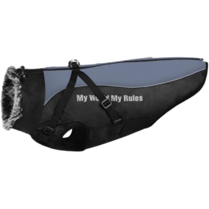 Зимний теплий куртка для собак, флісова підкладка, світловідбиваючі елементи, комір з хутром, для великих і середніх собак (6XL, колір: метеоритний сірий)