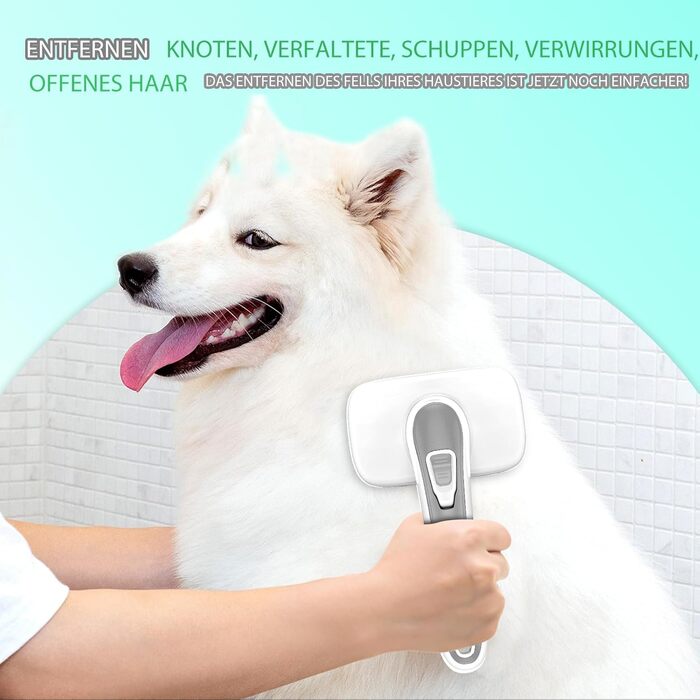 Щітка для вичісування шерсті самоочищувана, для собак та котів з довгою та короткою шерстю, сіра