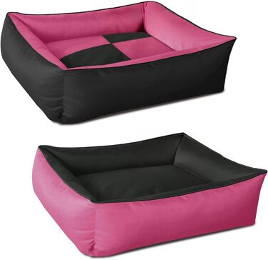 Ліжко-матрац для собак BedDog MAX Quattro 2в1 XL, кордура, з бортиком, рожево-чорне, для дому та вулиці, знімний чохол, Candy