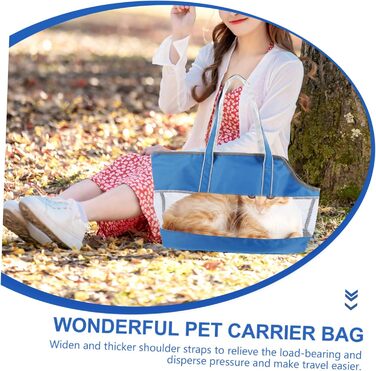 Транспортна сумка для котів POPETPOP з кишенькою-холодильником, нейлон, блакитна