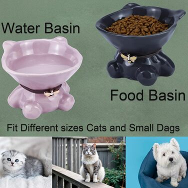 Підвищений годівниця для котів Busnos, керамічна, 14x13x11 см, блакитна