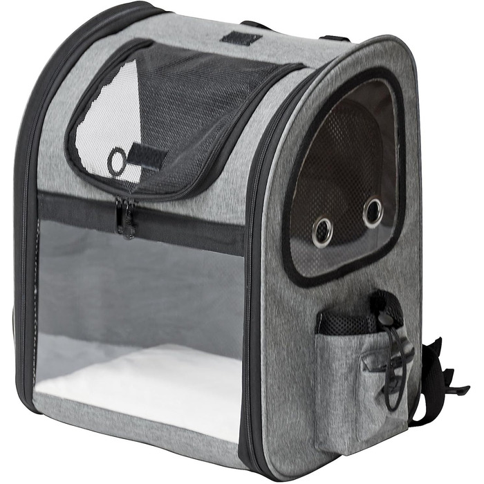 Рюкзак для собак та котів Fudajo, 32x27x40 см, до 6 кг, чорно-сірий, розкладний, для подорожей
