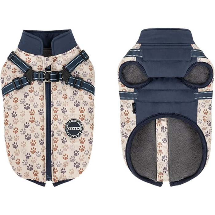 Зимова куртка для собак з шлейкою, для малих та середніх собак, водонепроникна, регульована, розмір XX-Large, блакитна