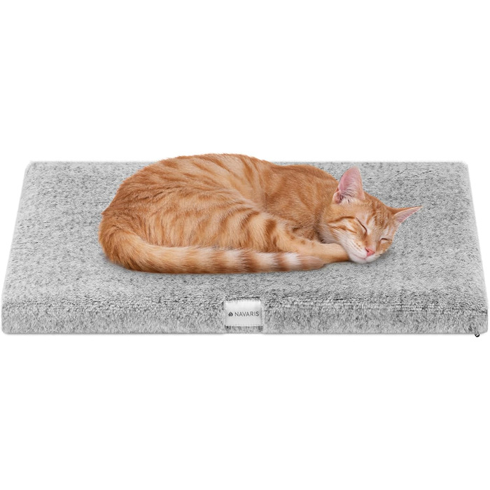 Navaris Тепла ковдра для котів та собак - 60x45x4 см. М'яка, знімний чохол, білий/сірий