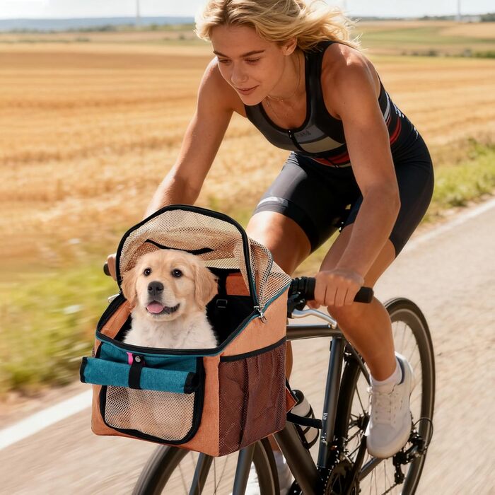 Корзина для собак на велосипед з сіткою, замок, 32x29x39 см, переноска для тварин, оранжева