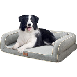 Ортопедичне ліжко для собак XL, 111x86x25 см, Memory Foam, водовідштовхувальне, сірого кольору