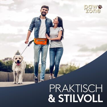 PAWZONE® Сумка для ласощів для собак - Поясна сумка для собак - Аксесуар для собак - Сумка для ласощів з світловідбиваючим елементом та додатковим ремінцем для Flexileine (Неоновий помаранчевий)
