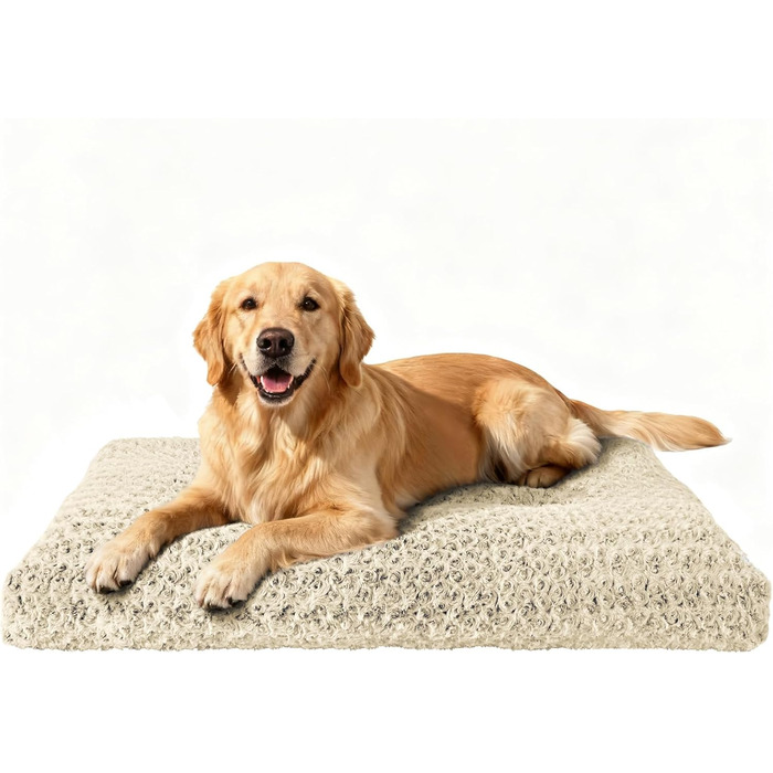 М'яке ортопедичне ліжко для собак Homaxy, великих порід, 105x68x10 см, бежеве, з антиковзким покриттям, миється