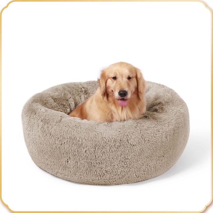 Лежак для великих собак HACHIKITTY Calming Donut, XL 91,4 см, заспокійливий плюшевий круглий диван для домашніх тварин