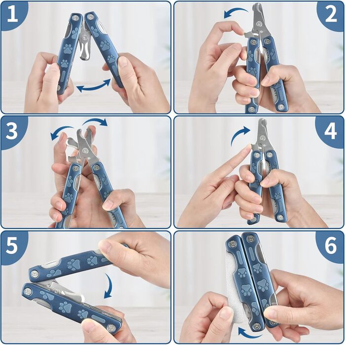 Набір для стрижки кігтів собак TANDD 4-в-1: стрижка, шліфування, захист, для собак та котів (блакитний)