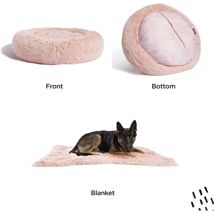 Ліжко для котів і собак Best Friends by Sheri Original Calming Shag Donut з покривалом, бавовна, рожеве, розмір L, 91,4x91,4 см