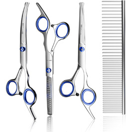 Професійна собача шарикова ножиця з нержавіючої сталі 4CR, цілісна конструкція, безпечна, титанове покриття, для собак, котів та інших тварин, рожева (блакитна, 5-в-1)