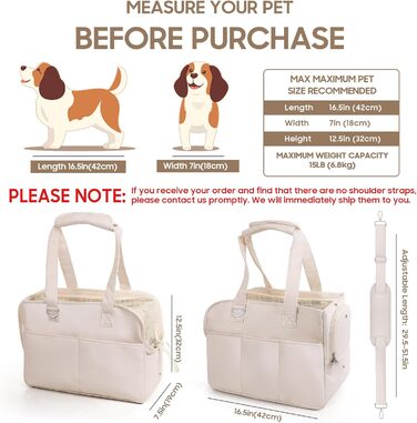 Сумка-переноска для собак та котів, м'яка, складна, для маленьких та середніх котів, цуценят до 6,8 кг, дихаюча, бежева