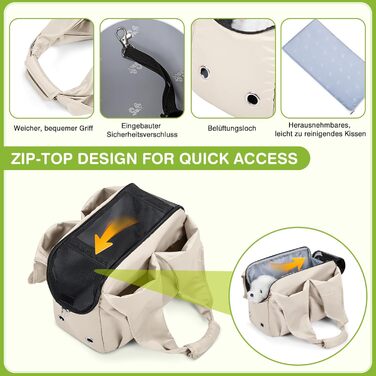 Сумка-переноска для собак та котів ALLSOPETS, легка, дихаюча, зручна для подорожей, відпочинку на природі та кемпінгу (крем-бежевий)