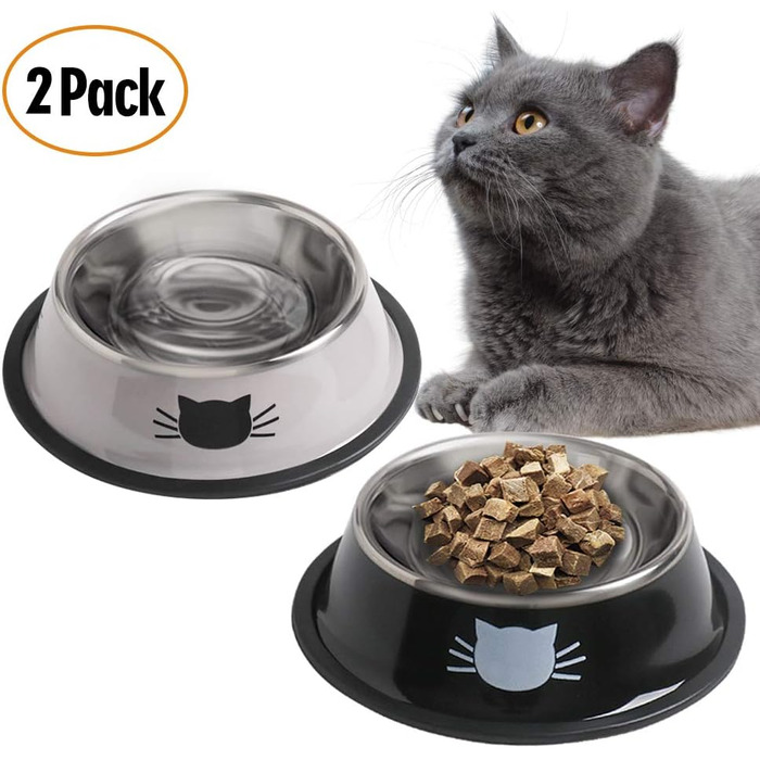 Набір мисок для котячого корму та води JochA: нержавіюча сталь, протиковзкий, легко миється, для котів та маленьких собак