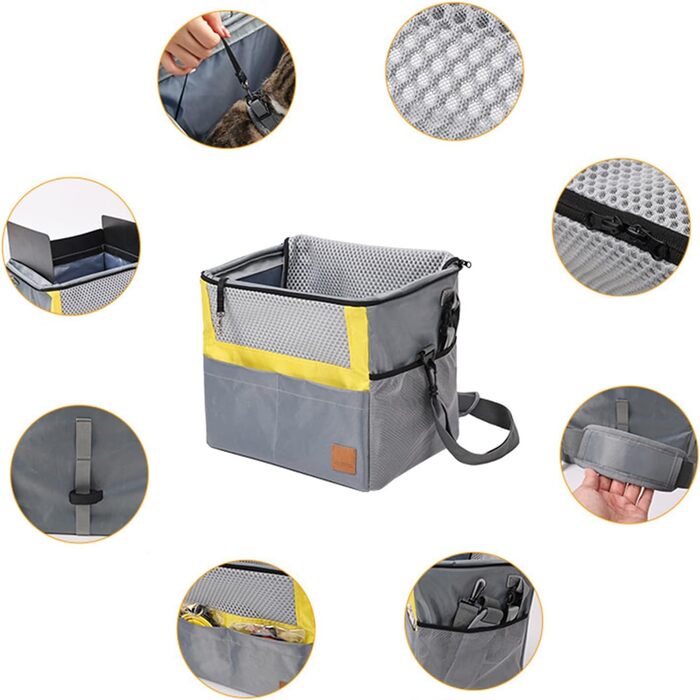 Велосипедний кошик для собак Greabuy, переноска для тварин, сітчаста накидка, захист плеча, безпечний та зручний для котів та маленьких собак