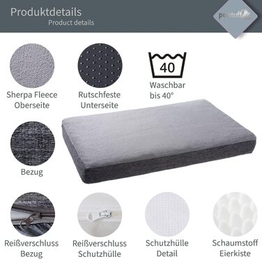 Ортопедичне собаче ліжко знімний та пральний чохол, вибір кольору та розміру, темно-сірий, XS