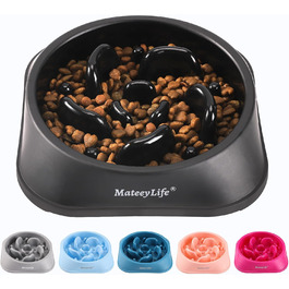MateeyLife миска для собак, антиковзаюча повільна годівниця для середніх і великих собак, чорна, 19,8 см