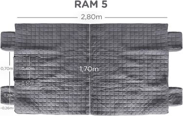 Tierlando® Автоковдра з бавовни XXL для пікапів та SUV, 240x170 см, сірий графіт