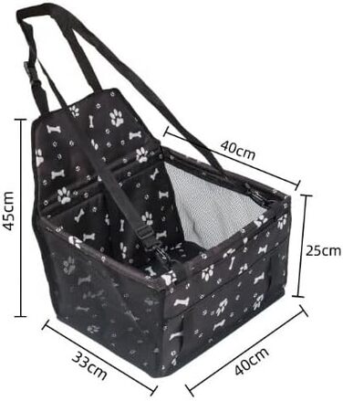 Автомобільний лежак для собак, переноска для собак в авто, 40x33x25 см (Чорний)
