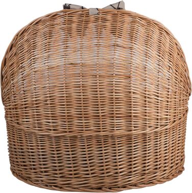 Кремова плетена хата для тварин e-wicker24 з лози з подушкою, кошик для котів і собак