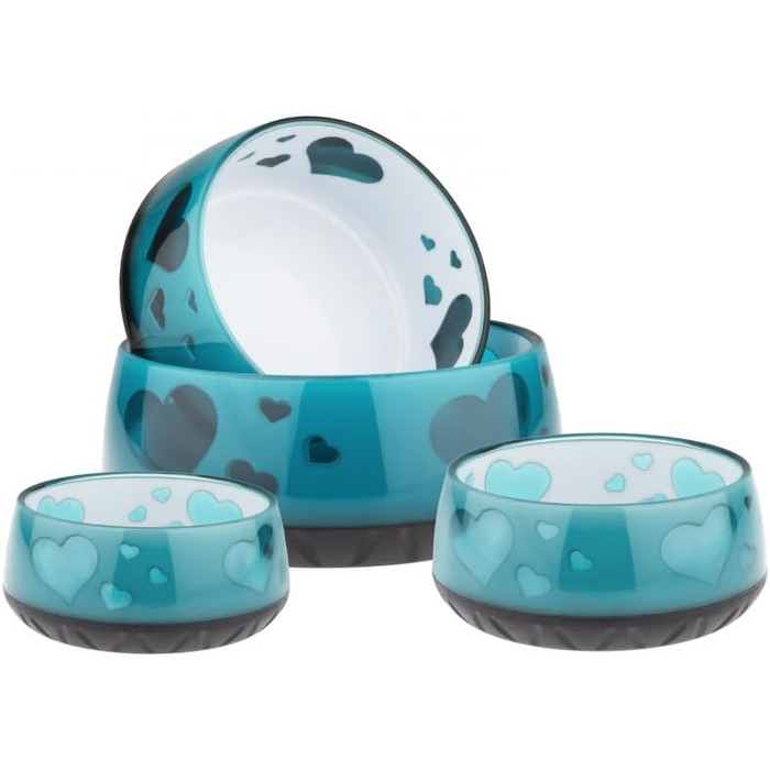 Миска для собак EHASO з сердечками - годівниця та поїлка для собак великих та малих порід (1000 мл, блакитний)