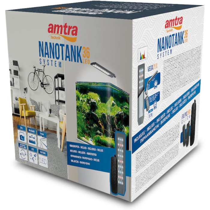 Amtra Nanotank System 36 — акваріум із скла 36 л, LED-освітлення, фільтр, підкладка, 40x30x30 см