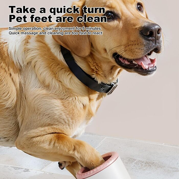 Електричний мийник лап для собак та котів | Автоматичний пристрій для чищення лап домашніх тварин (білий, рожевий)