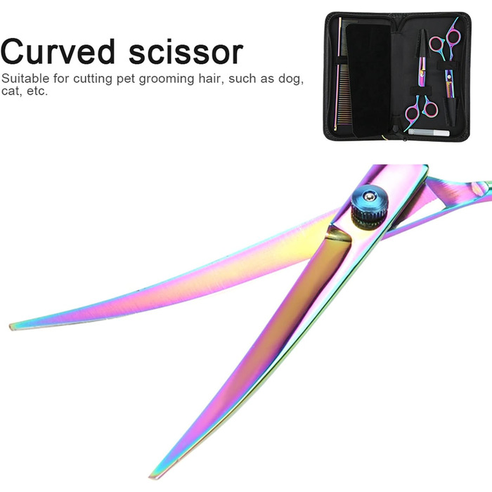 Набір професійних ножиць для грумінгу домашніх тварин: ножиці для стрижки шерсті собак, ножиці для розрідження, вигнуті ножиці, універсальні ножиці