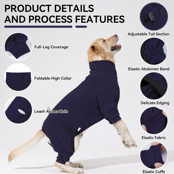 Теплий плед для собак на зиму, флісовий пуловер для собак з ніжками, м'яка чотирилапа куртка для собак маленьких та середніх порід, одяг для собак, флісова піжама (3XL, Синій)